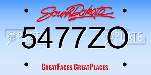 5477ZO South Dakota License Plate