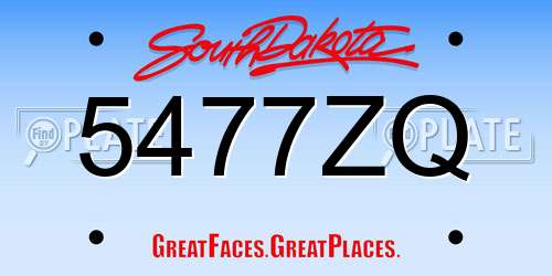 5477ZQ South Dakota License Plate