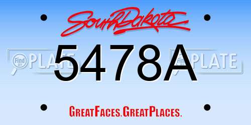 5478A South Dakota License Plate