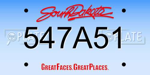 547A51 South Dakota License Plate