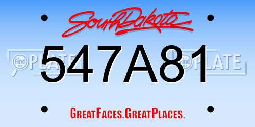 547A81 South Dakota License Plate