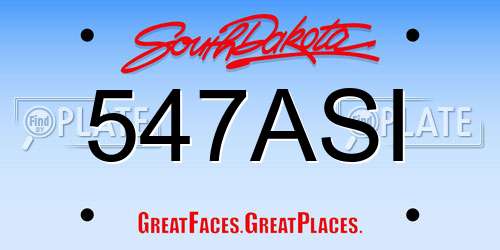 547ASI South Dakota License Plate