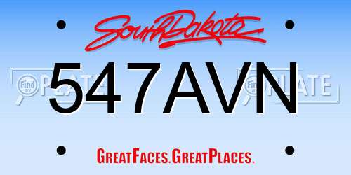 547AVN South Dakota License Plate