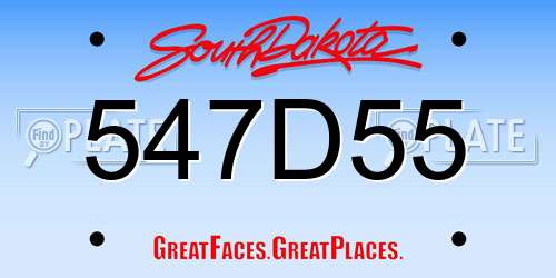 547D55 South Dakota License Plate