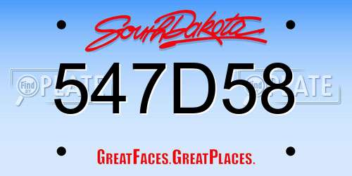 547D58 South Dakota License Plate