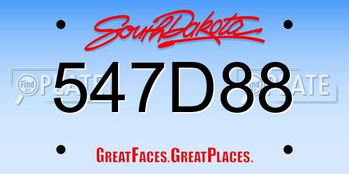 547D88 South Dakota License Plate