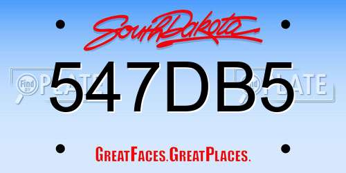 547DB5 South Dakota License Plate