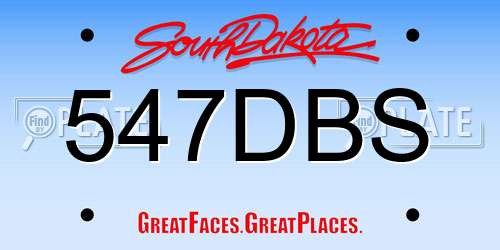 547DBS South Dakota License Plate