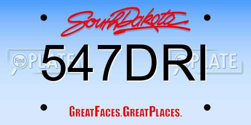 547DRI South Dakota License Plate