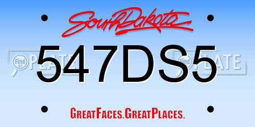547DS5 South Dakota License Plate