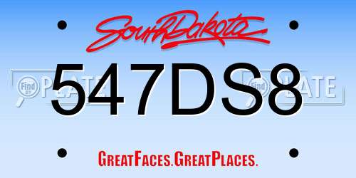547DS8 South Dakota License Plate
