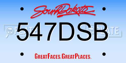547DSB South Dakota License Plate