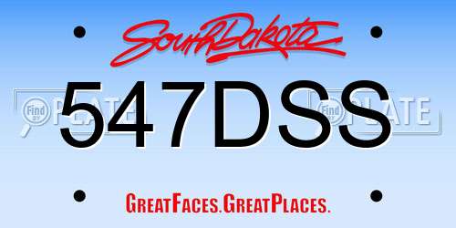 547DSS South Dakota License Plate