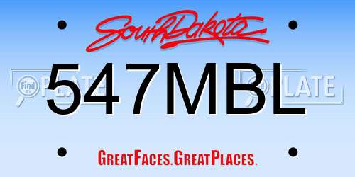 547MBL South Dakota License Plate