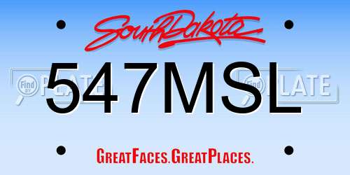 547MSL South Dakota License Plate