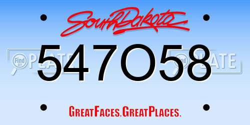 547O58 South Dakota License Plate