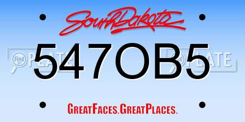 547OB5 South Dakota License Plate
