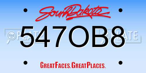 547OB8 South Dakota License Plate