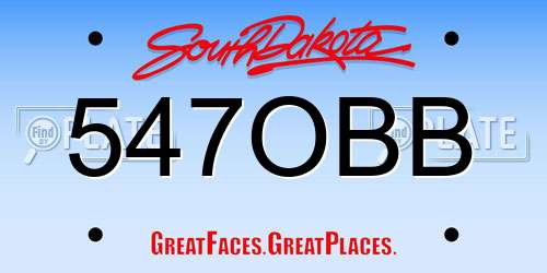 547OBB South Dakota License Plate