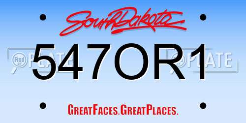 547OR1 South Dakota License Plate