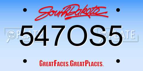 547OS5 South Dakota License Plate