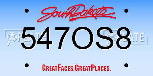 547OS8 South Dakota License Plate
