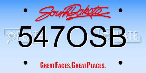 547OSB South Dakota License Plate