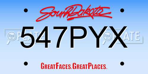 547PYX South Dakota License Plate