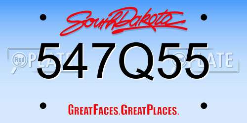 547Q55 South Dakota License Plate