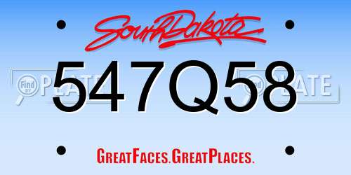 547Q58 South Dakota License Plate