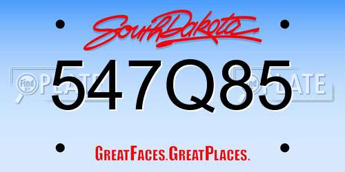 547Q85 South Dakota License Plate