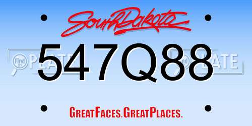 547Q88 South Dakota License Plate