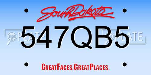 547QB5 South Dakota License Plate