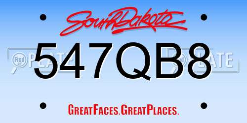 547QB8 South Dakota License Plate