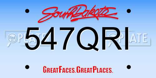 547QRI South Dakota License Plate