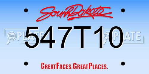 547T10 South Dakota License Plate