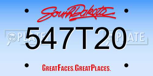 547T20 South Dakota License Plate