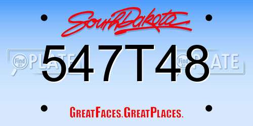 547T48 South Dakota License Plate