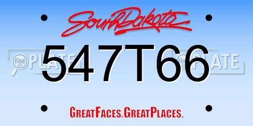 547T66 South Dakota License Plate