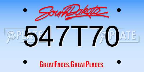 547T70 South Dakota License Plate