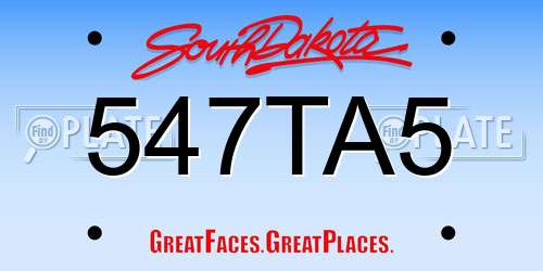 547TA5 South Dakota License Plate