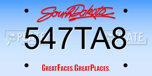 547TA8 South Dakota License Plate