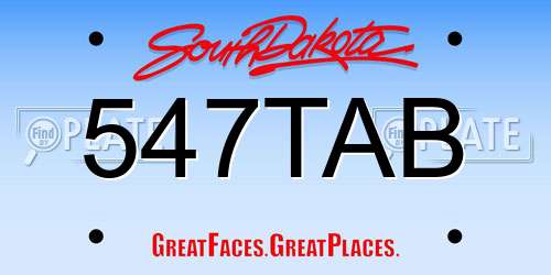 547TAB South Dakota License Plate