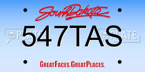 547TAS South Dakota License Plate