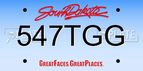 547TGG South Dakota License Plate