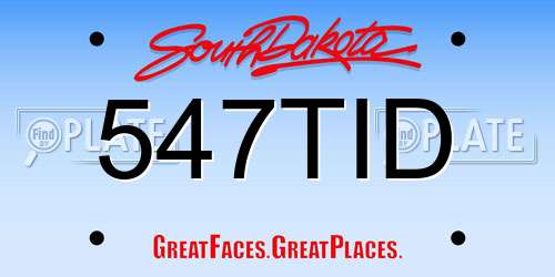 547TID South Dakota License Plate