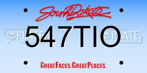 547TIO South Dakota License Plate