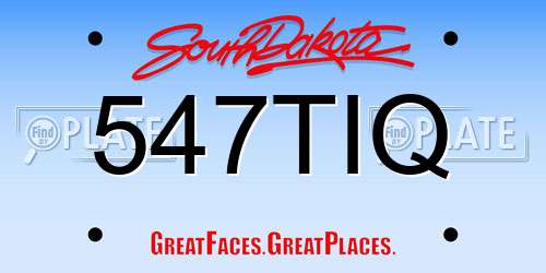 547TIQ South Dakota License Plate