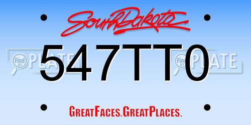 547TT0 South Dakota License Plate