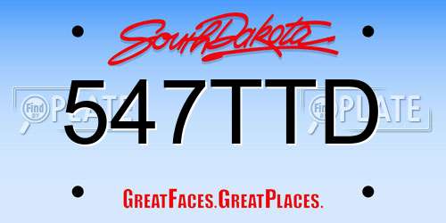547TTD South Dakota License Plate